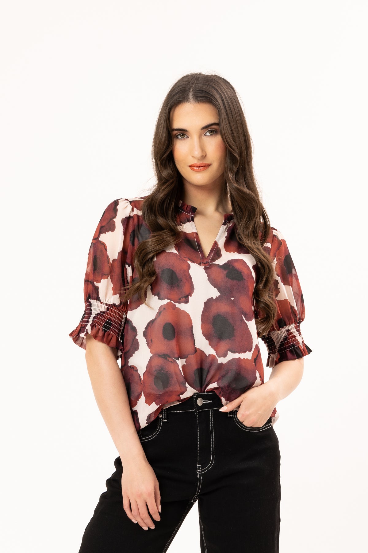 Movement Blouse Merlot Pop - PREORDER