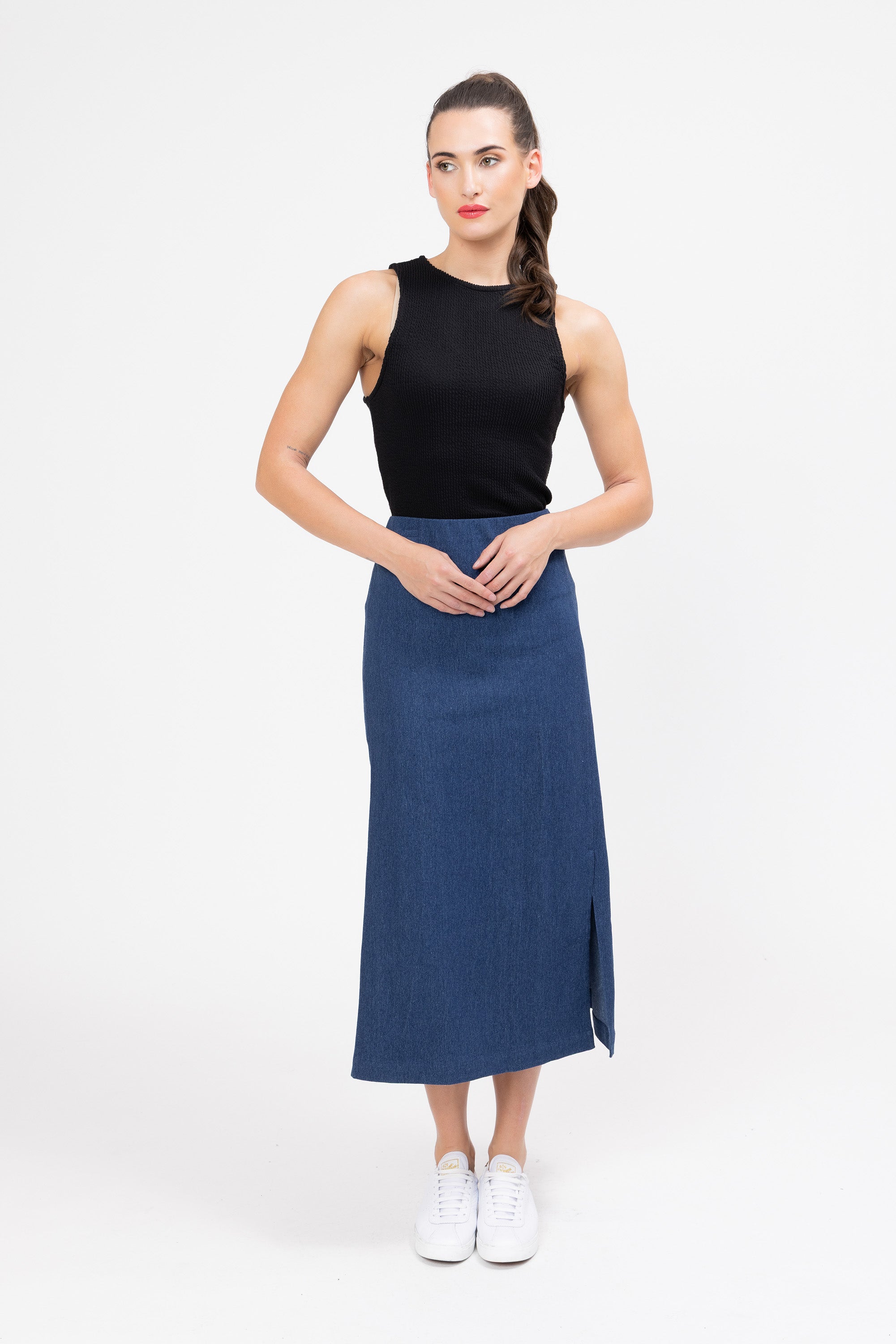 Madrid Pencil Skirt Mid Blue
