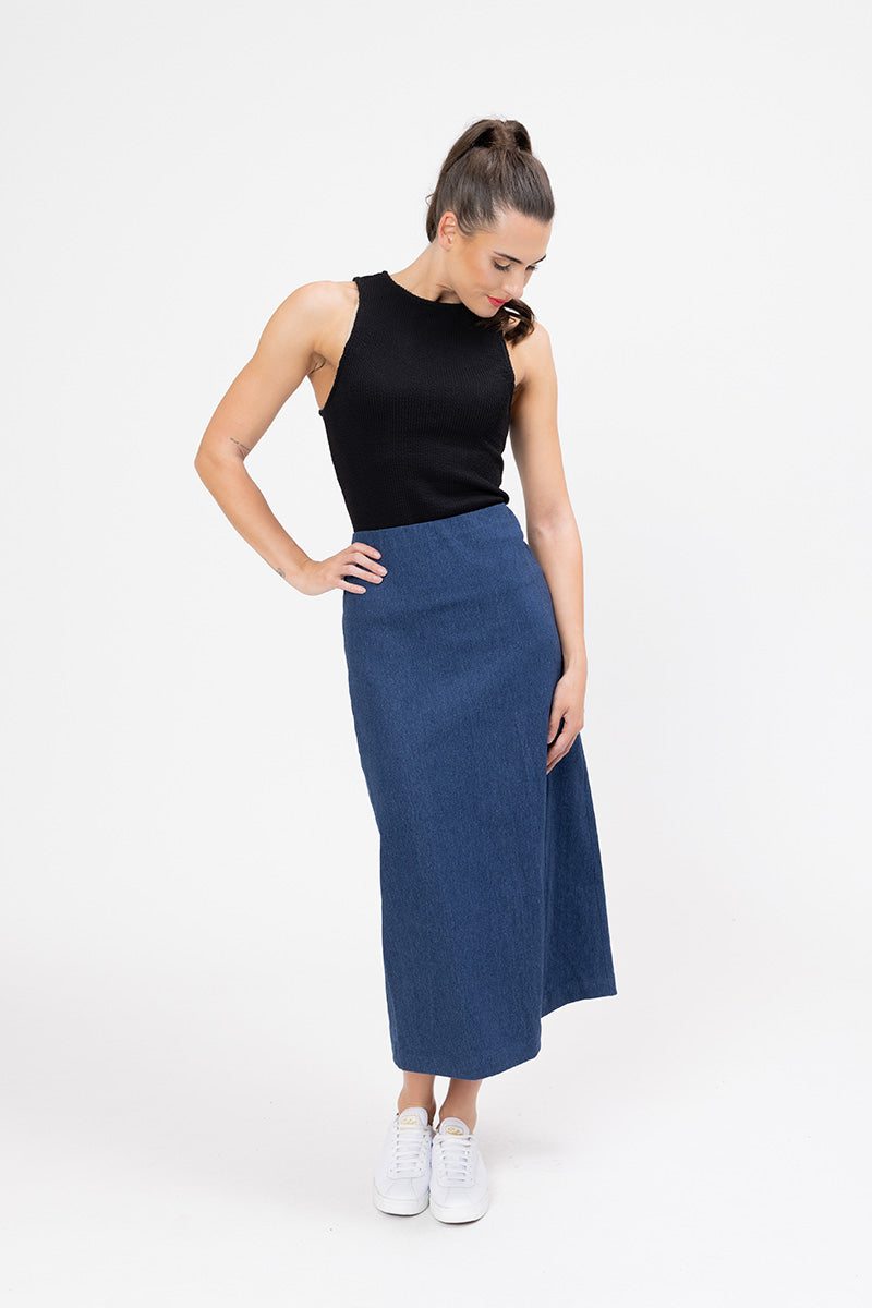 Madrid Pencil Skirt Mid Blue