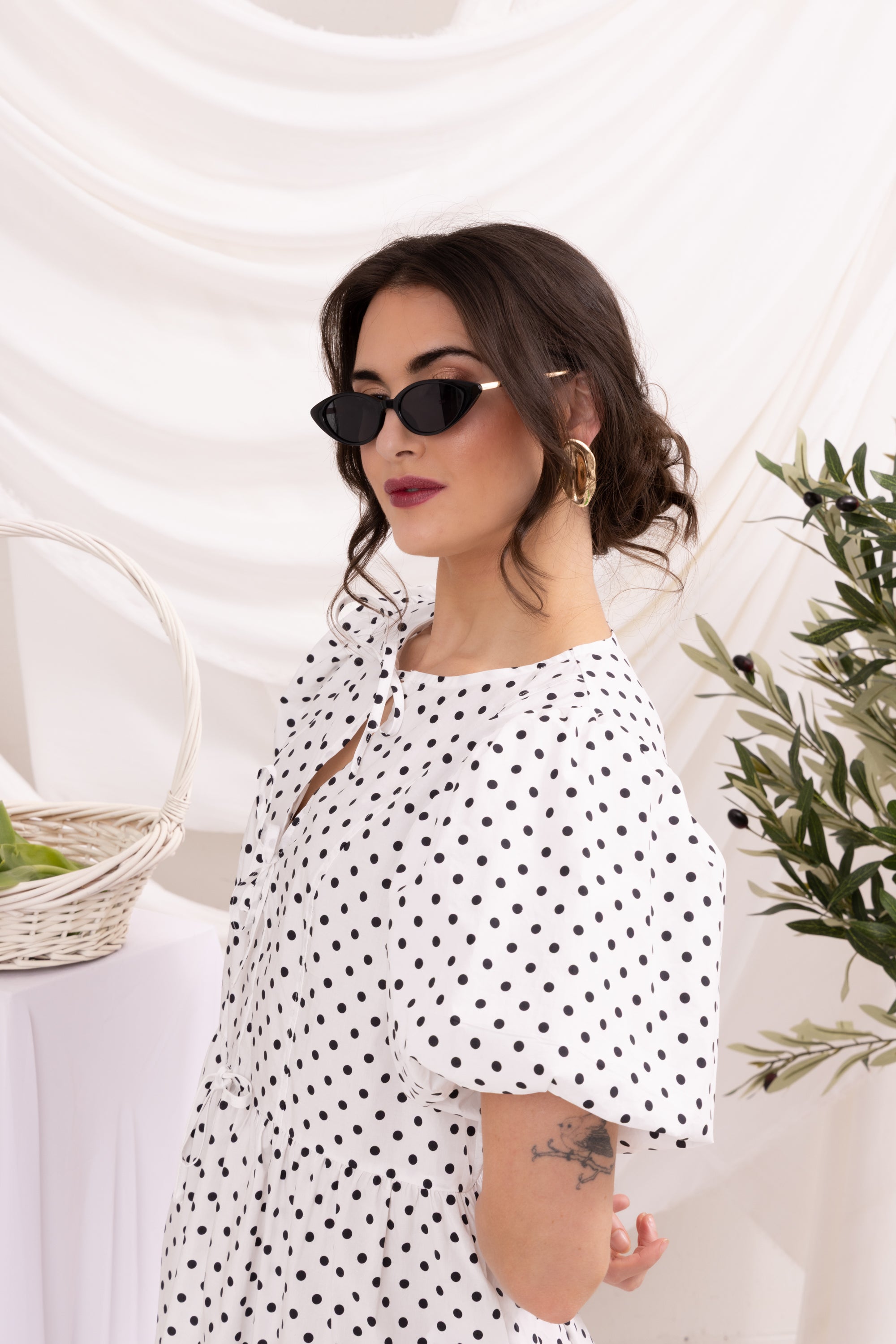 Belle Bow Dress Cotton Spot