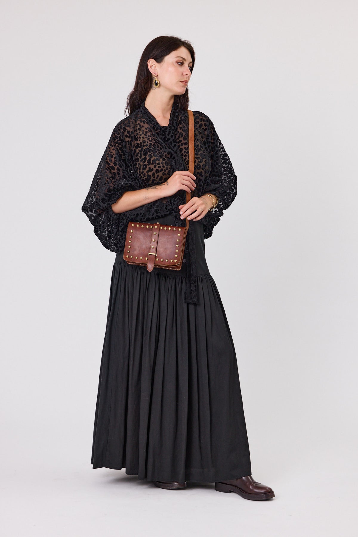 Rogue Studded Leather Bag Cognac