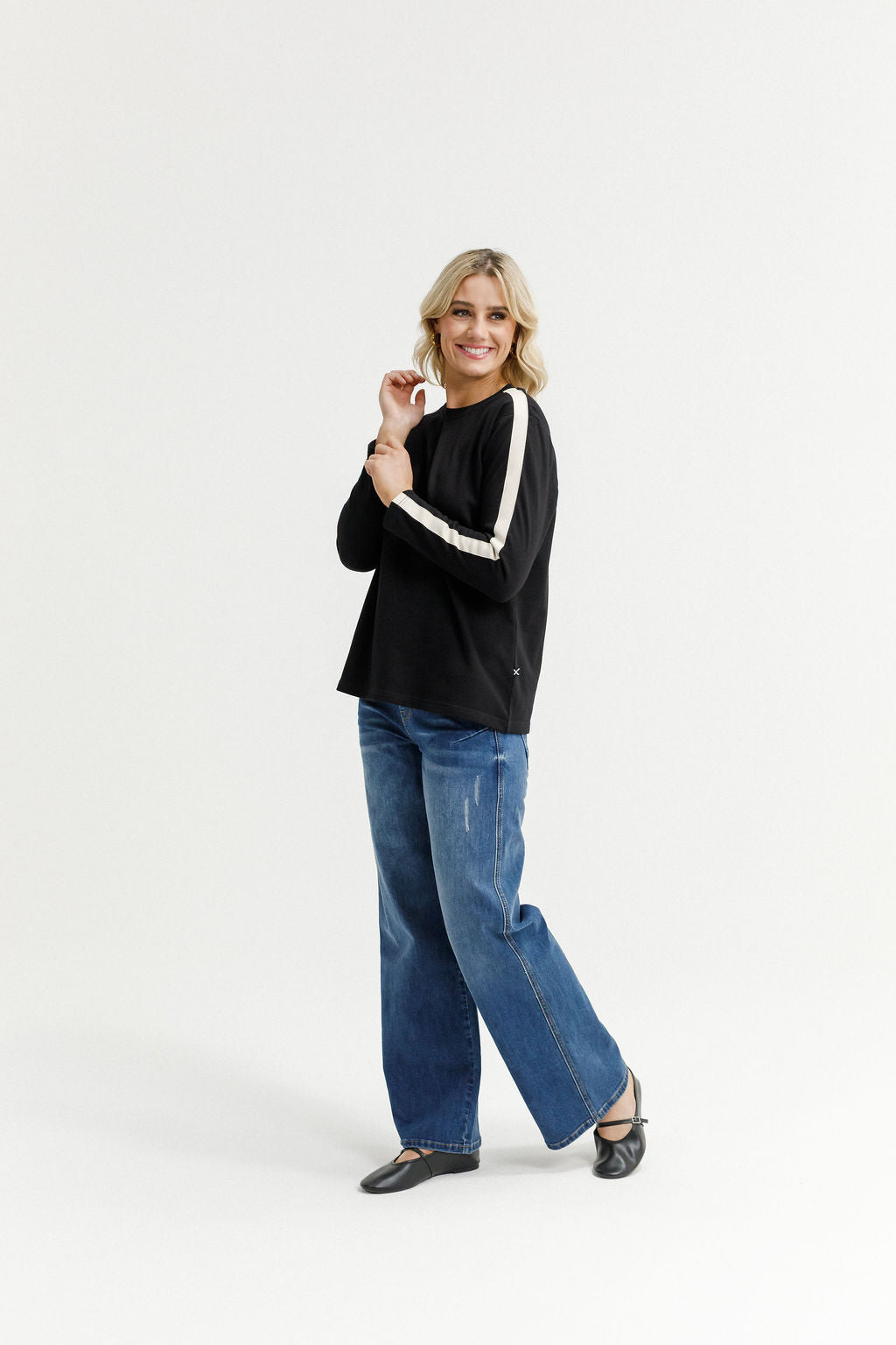 Long Sleeve Chris Tee Black And Sand