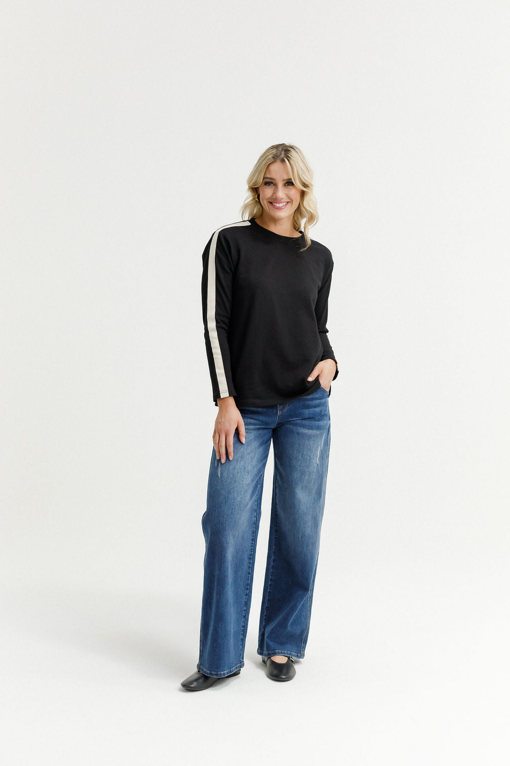 Long Sleeve Chris Tee Black And Sand