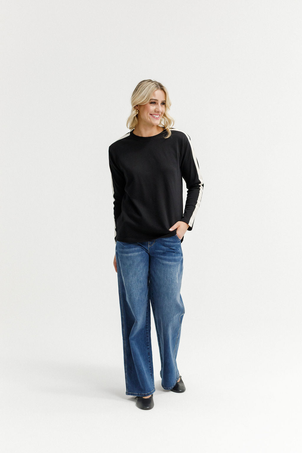 Long Sleeve Chris Tee Black And Sand