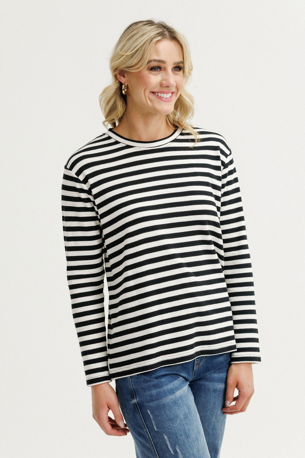 Long Sleeve Chris Tee Black And White Stripe