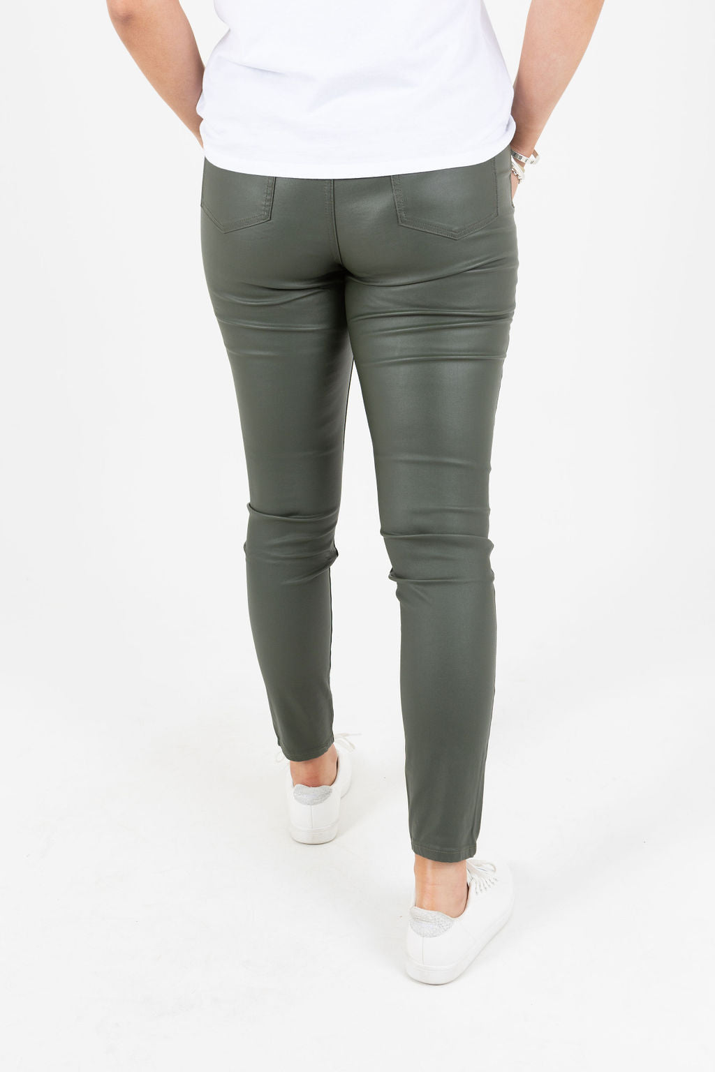 Maddi Khaki Wet Look Stretch Jean