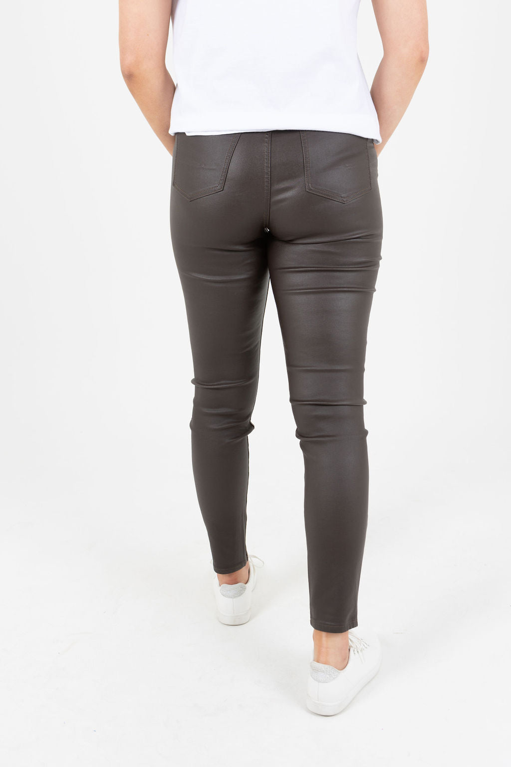 Maddi Chocolate Wet Look Stretch Jean