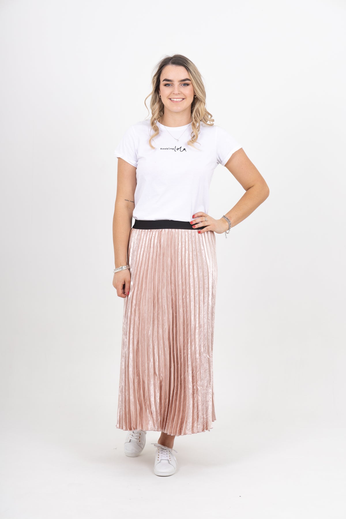 Sunray Pleated Skirt Rose Gold