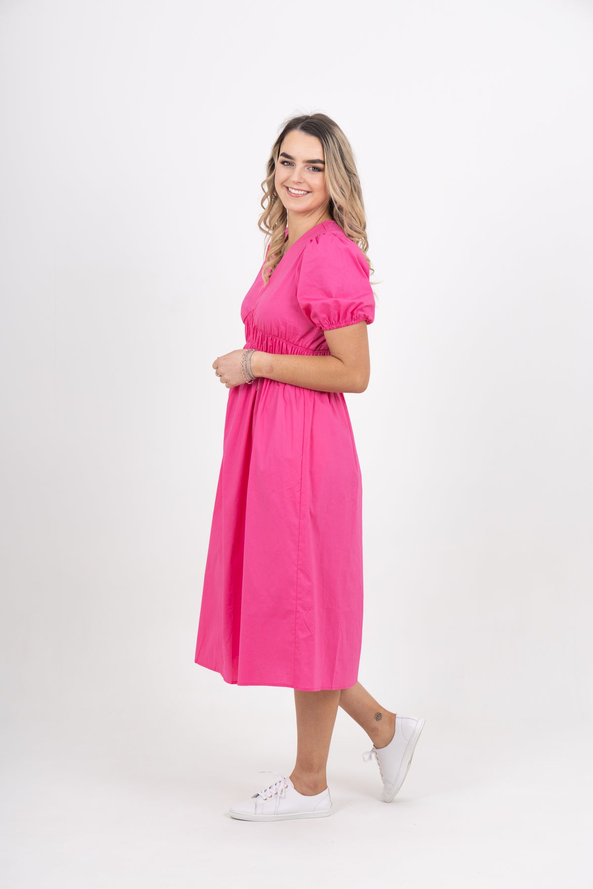 Ashley Dress Hot Pink Poplin - EXCLUSIVE TO MINT