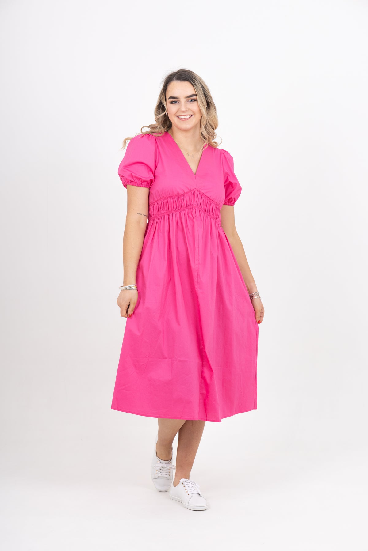 Ashley Dress Hot Pink Poplin - EXCLUSIVE TO MINT