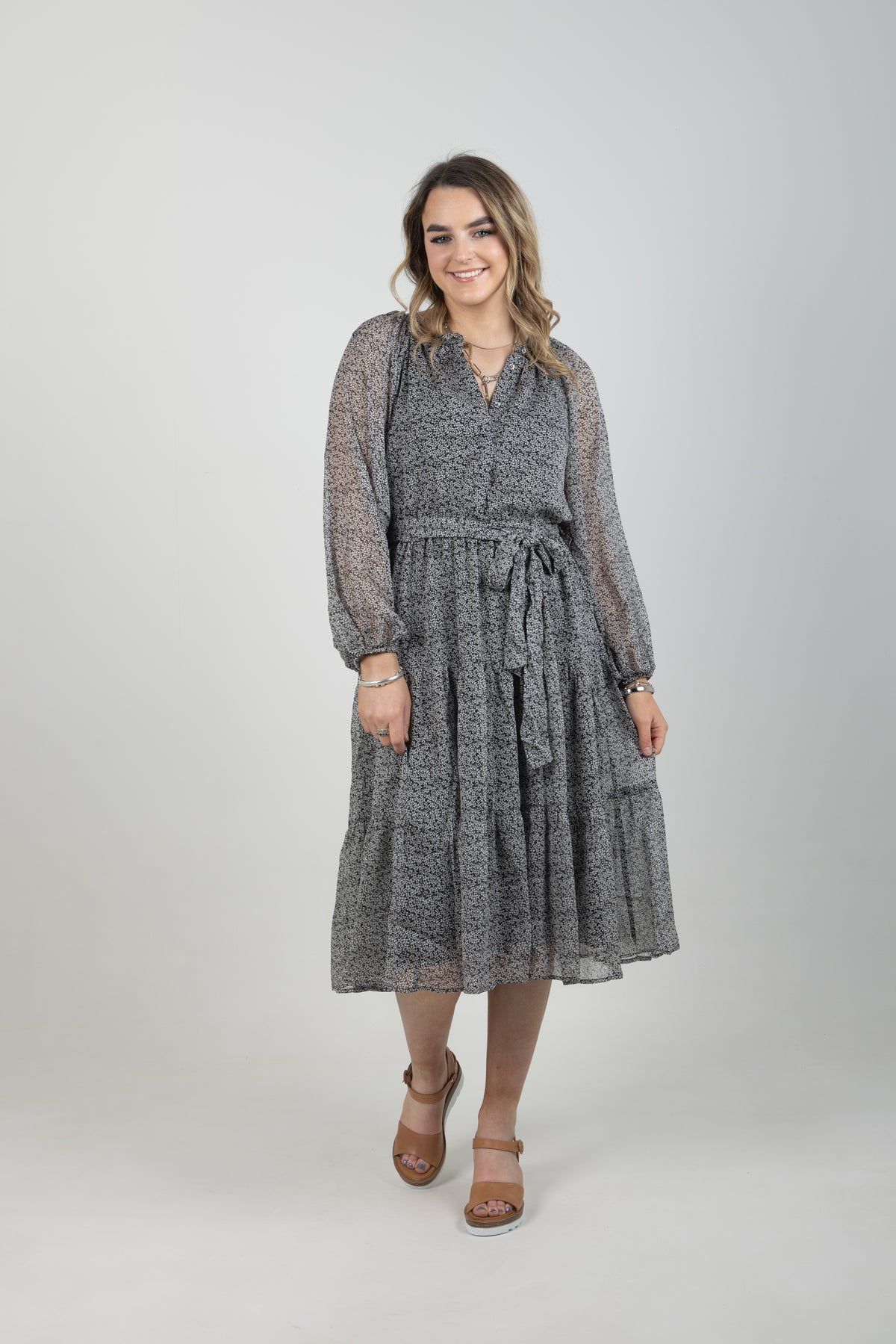 Vivacious Midi Dress Mono Daisy - EXCLUSIVE TO MINT BOUTIQUE