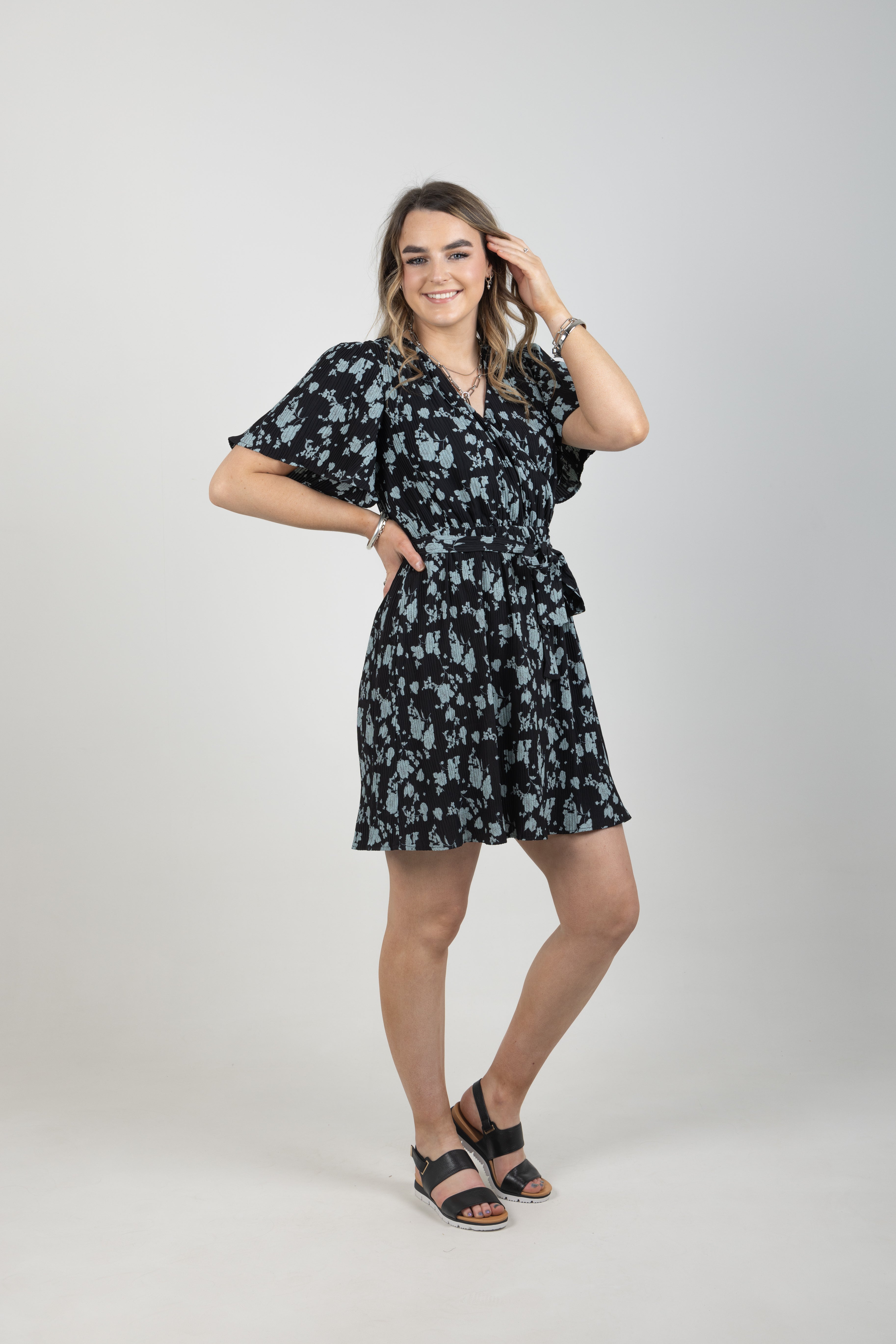 Positive Mini Dress Teal Crinkle - EXCLUSIVE TO MINT