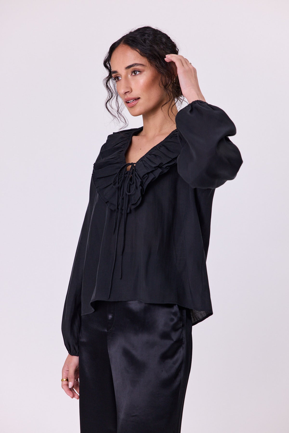 Jive Frill Blouse Black - PREORDER