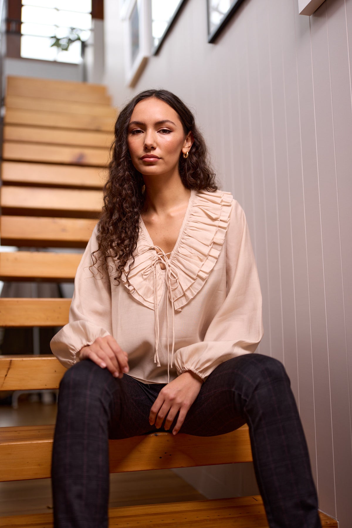 Jive Frill Blouse Champagne - PREORDER