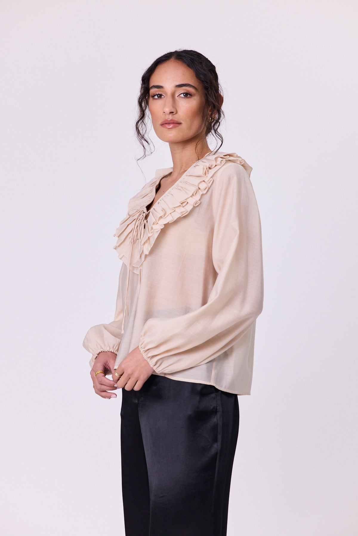 Jive Frill Blouse Champagne - PREORDER