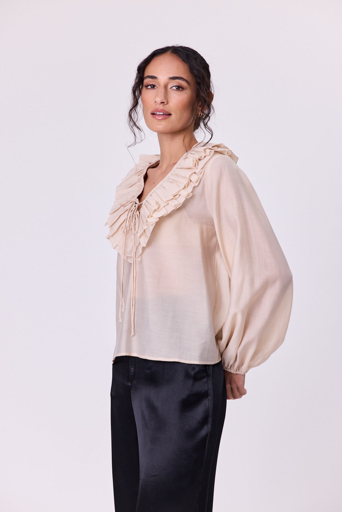 Jive Frill Blouse Champagne - PREORDER