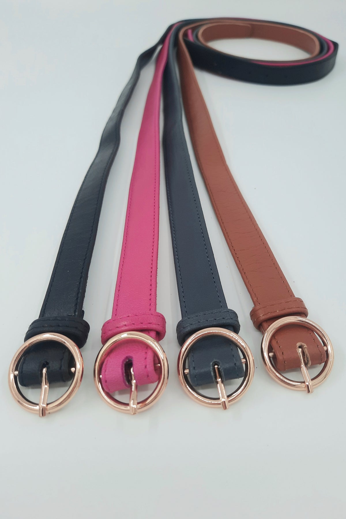 Pippa Leather Belt Raspberry
