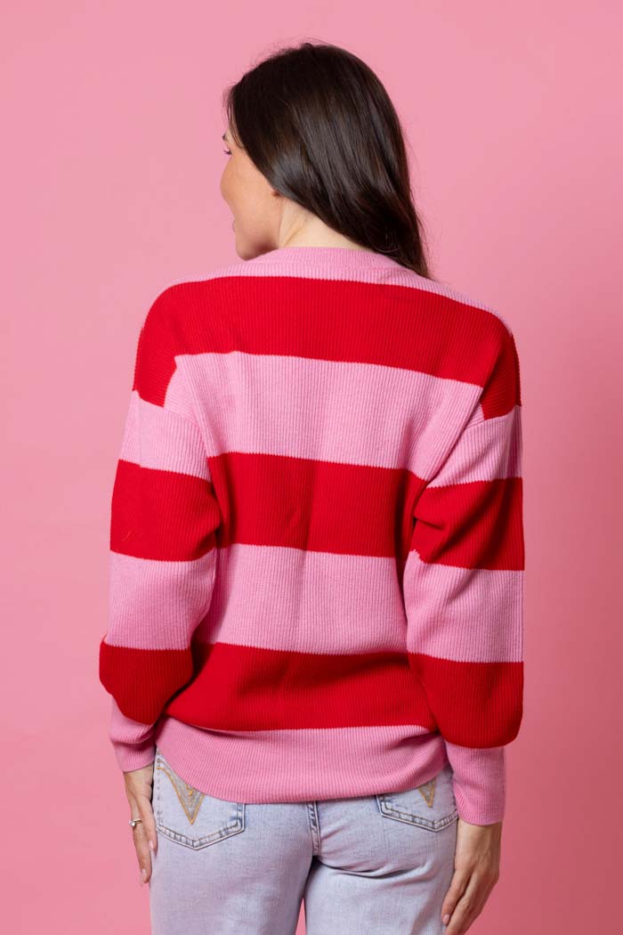 Sophie Striped Jumper Red Pink