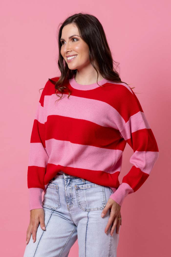 Sophie Striped Jumper Red Pink