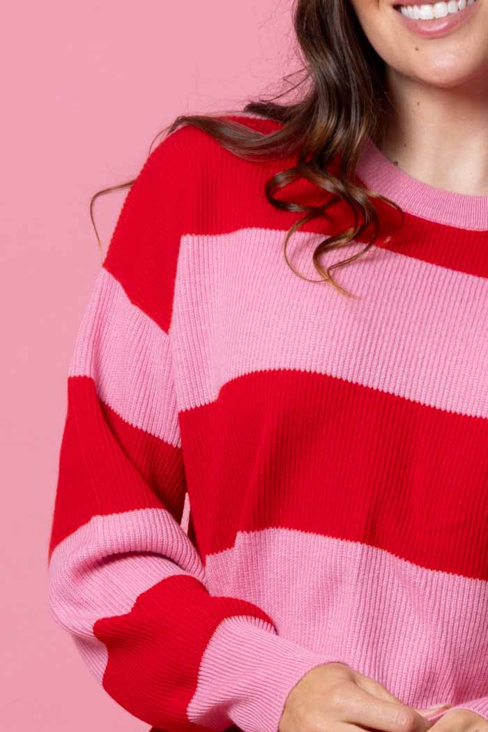 Sophie Striped Jumper Red Pink
