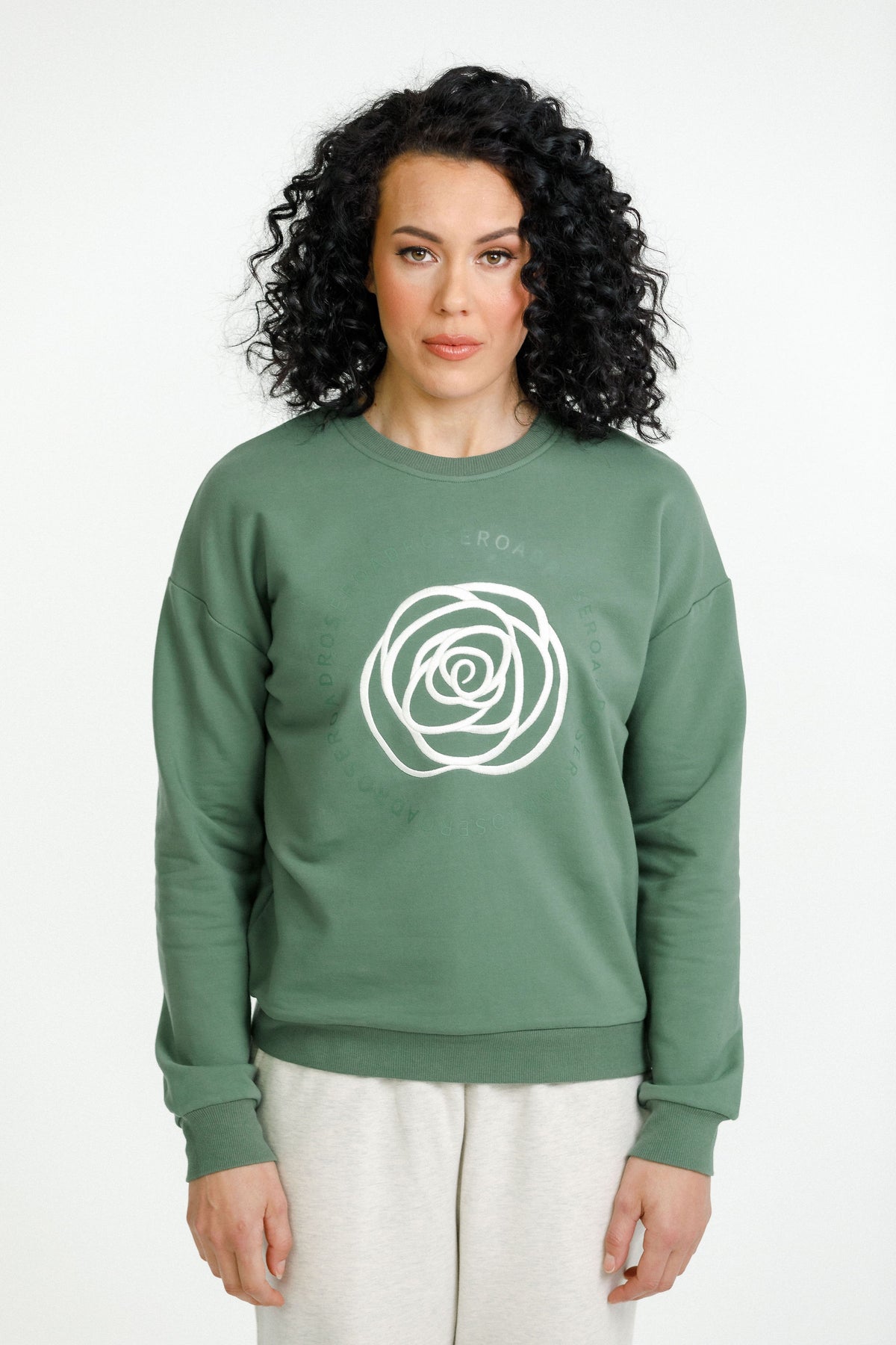 Hoops Crew Heavy Weight Moss With Track Print
