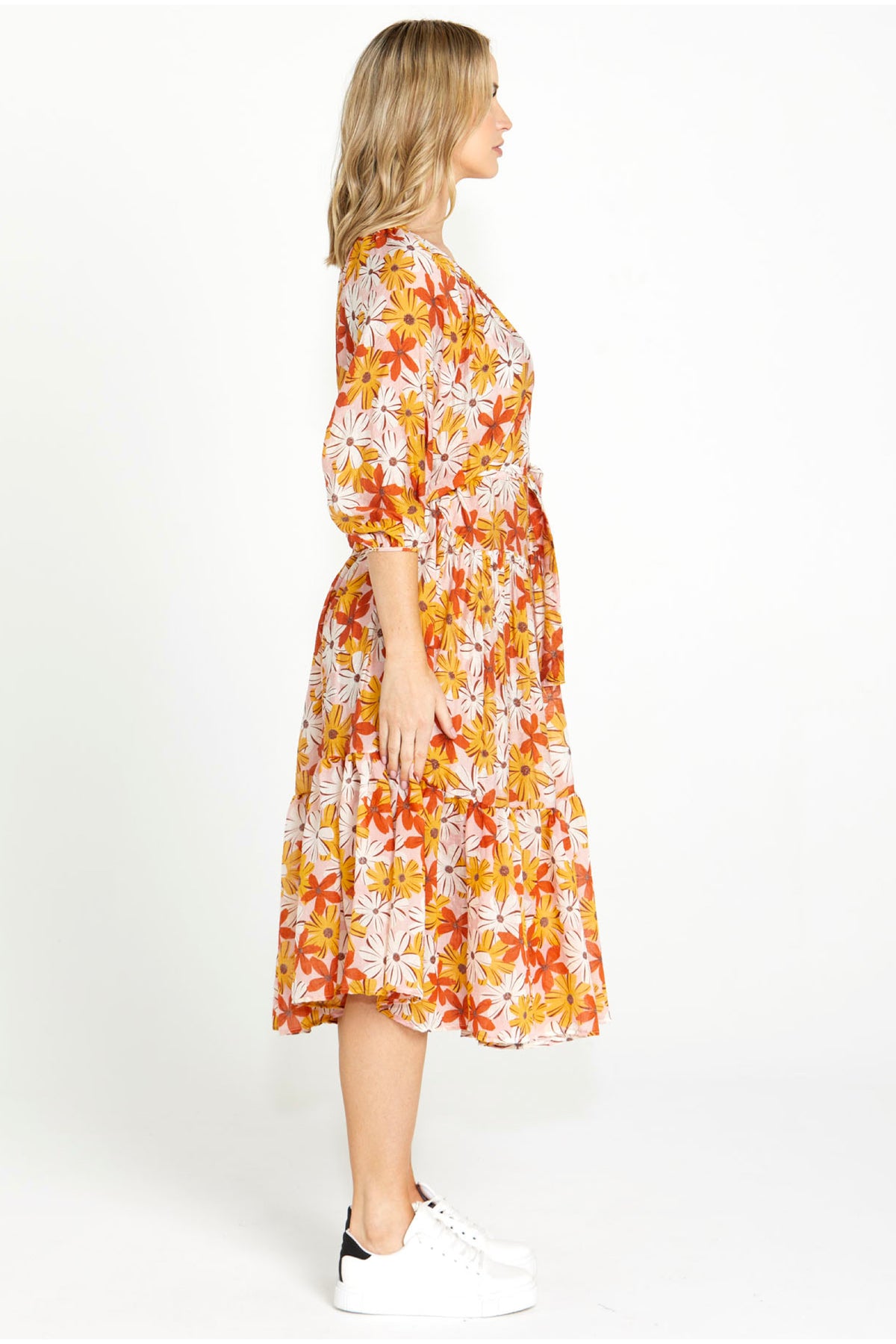 Lilibet Dropped Waist Midi Dress Country Floral