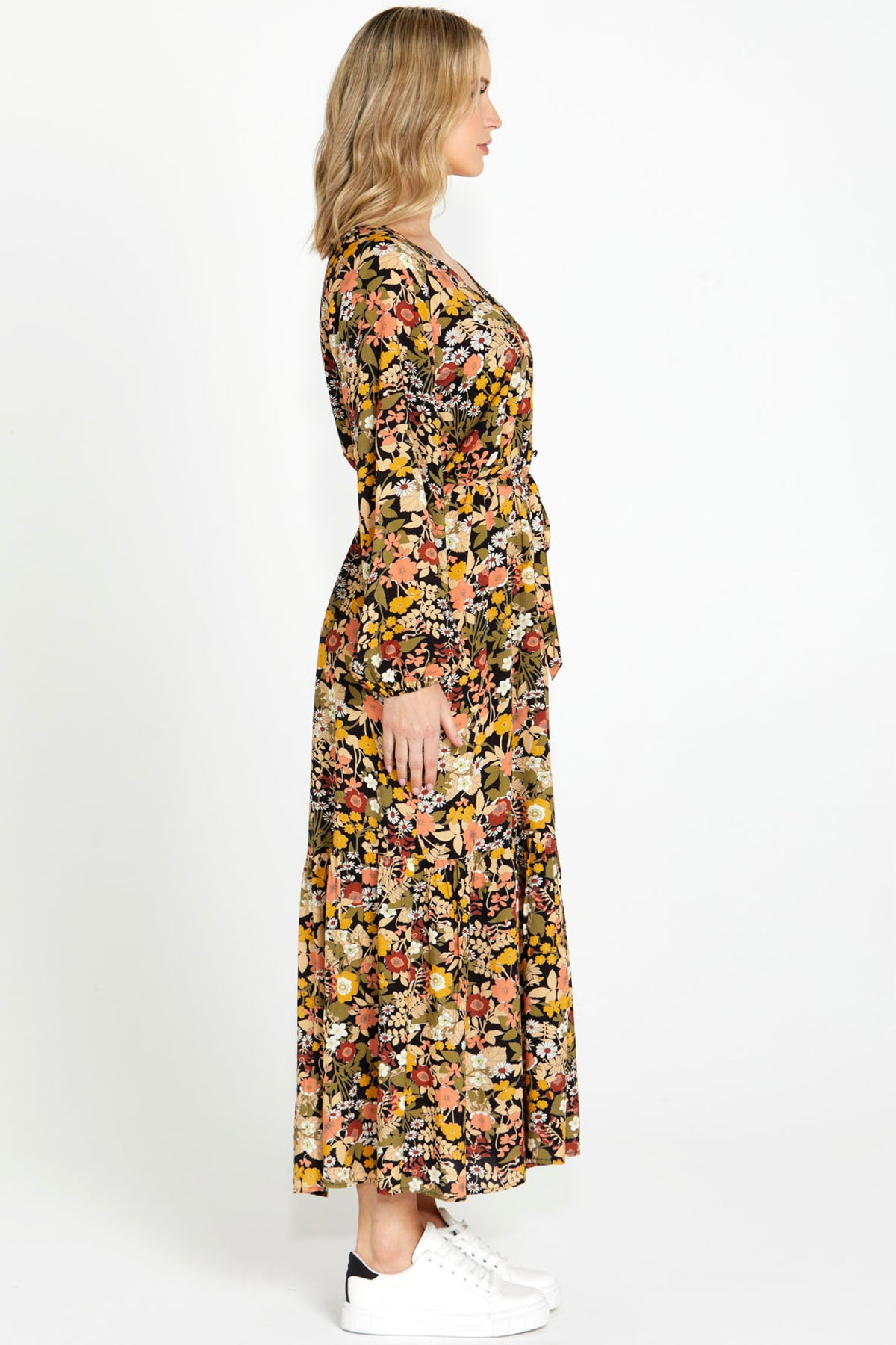 Brigitte Balloon Sleeve Maxi Dress Winter Floral