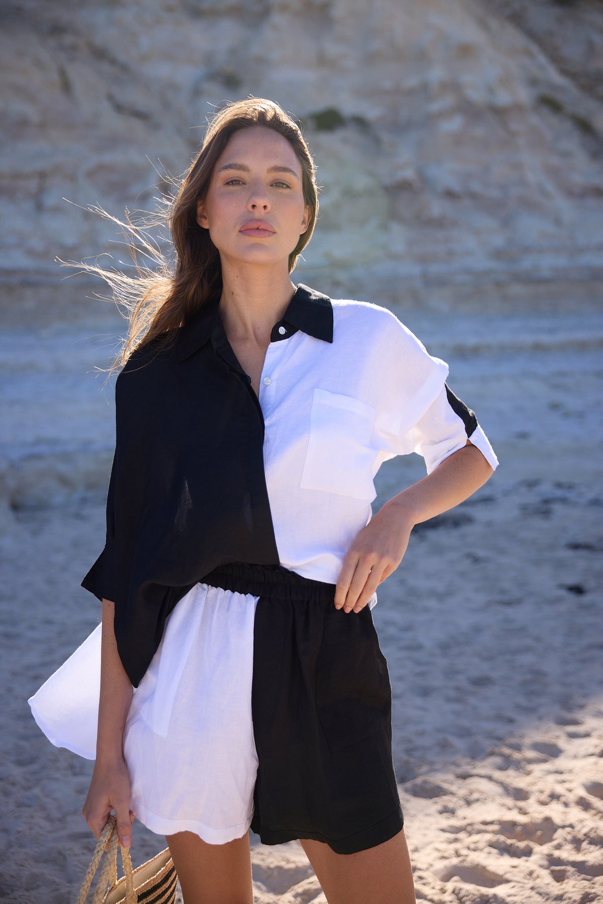 Checker Shirt Back/White