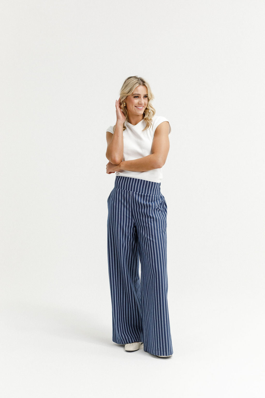 Sawyer Pants Navy Stripes - PREORDER DELIVERY EARLY FEB