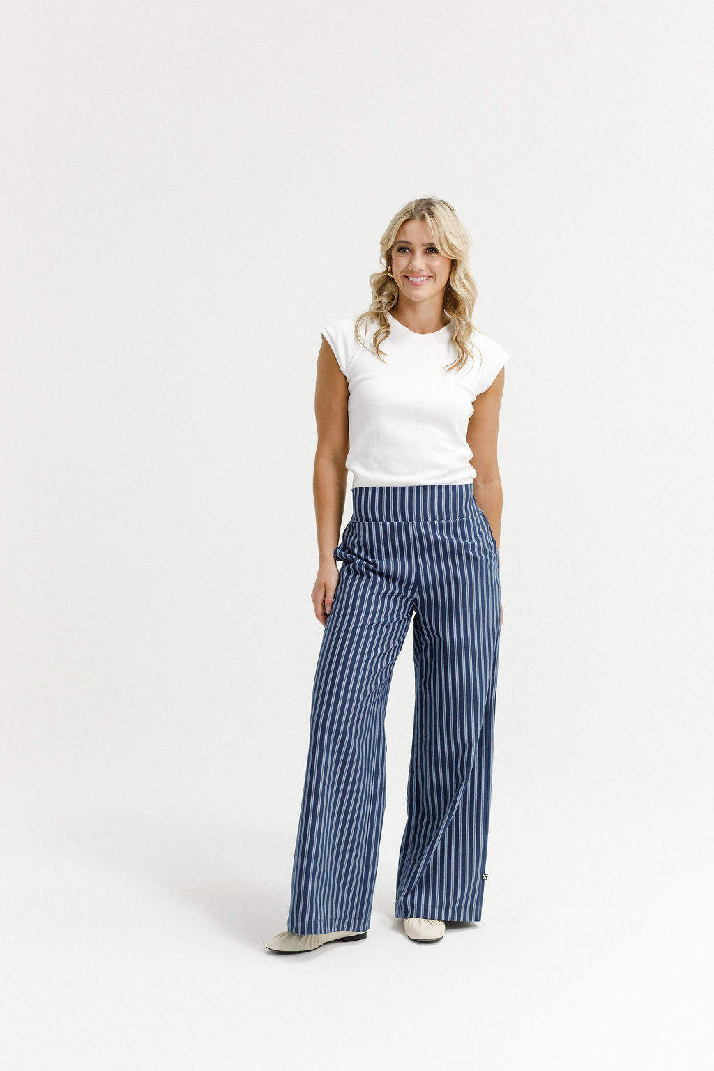 Sawyer Pants Navy Stripes - PREORDER DELIVERY EARLY FEB