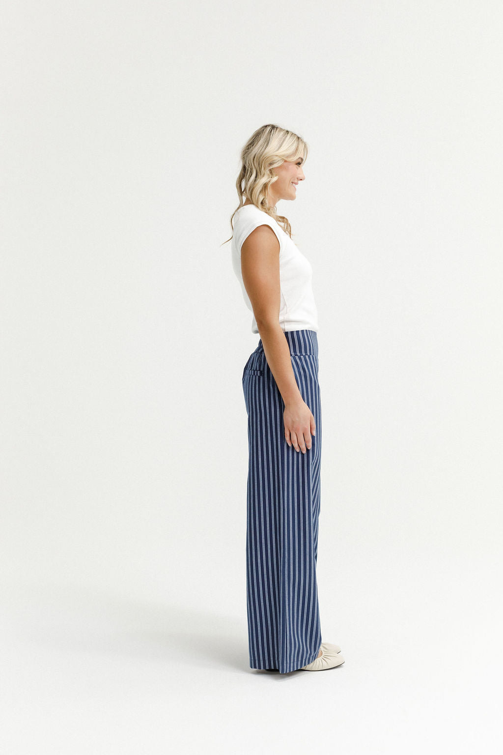 Sawyer Pants Navy Stripes - PREORDER DELIVERY EARLY FEB