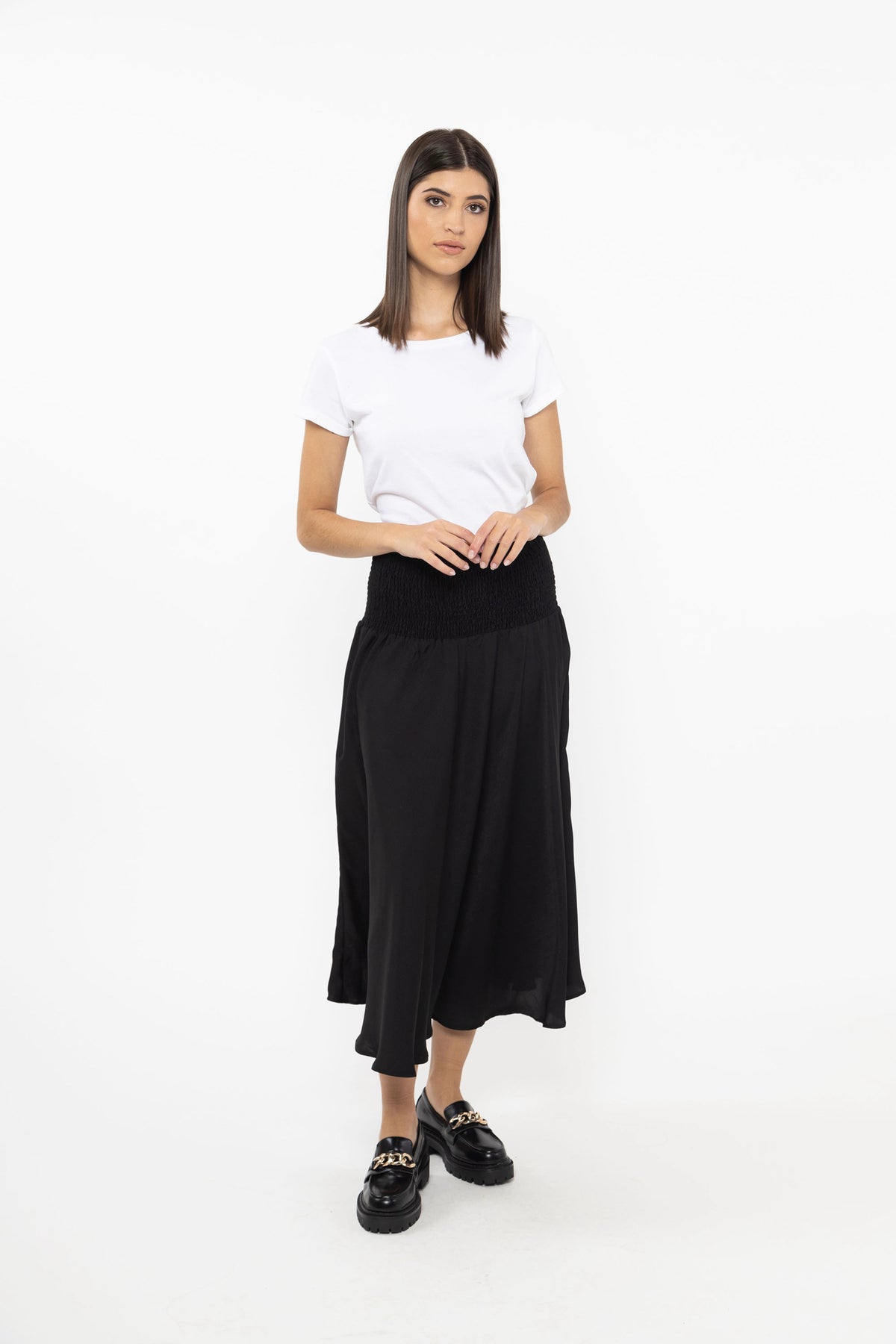 Dazzling Maxi Skirt Black Washer Satin