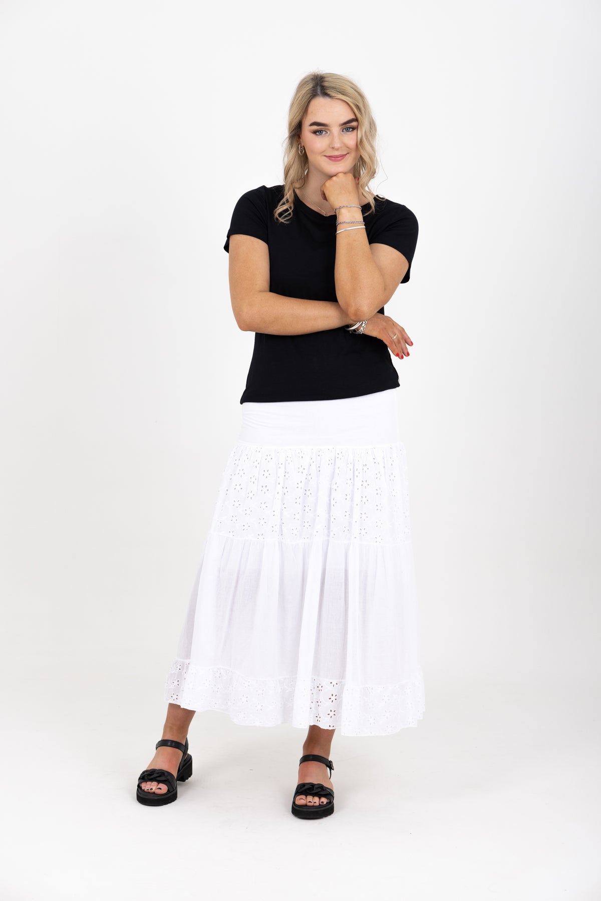 Joslyn Broderie Anglaise Maxi Skirt