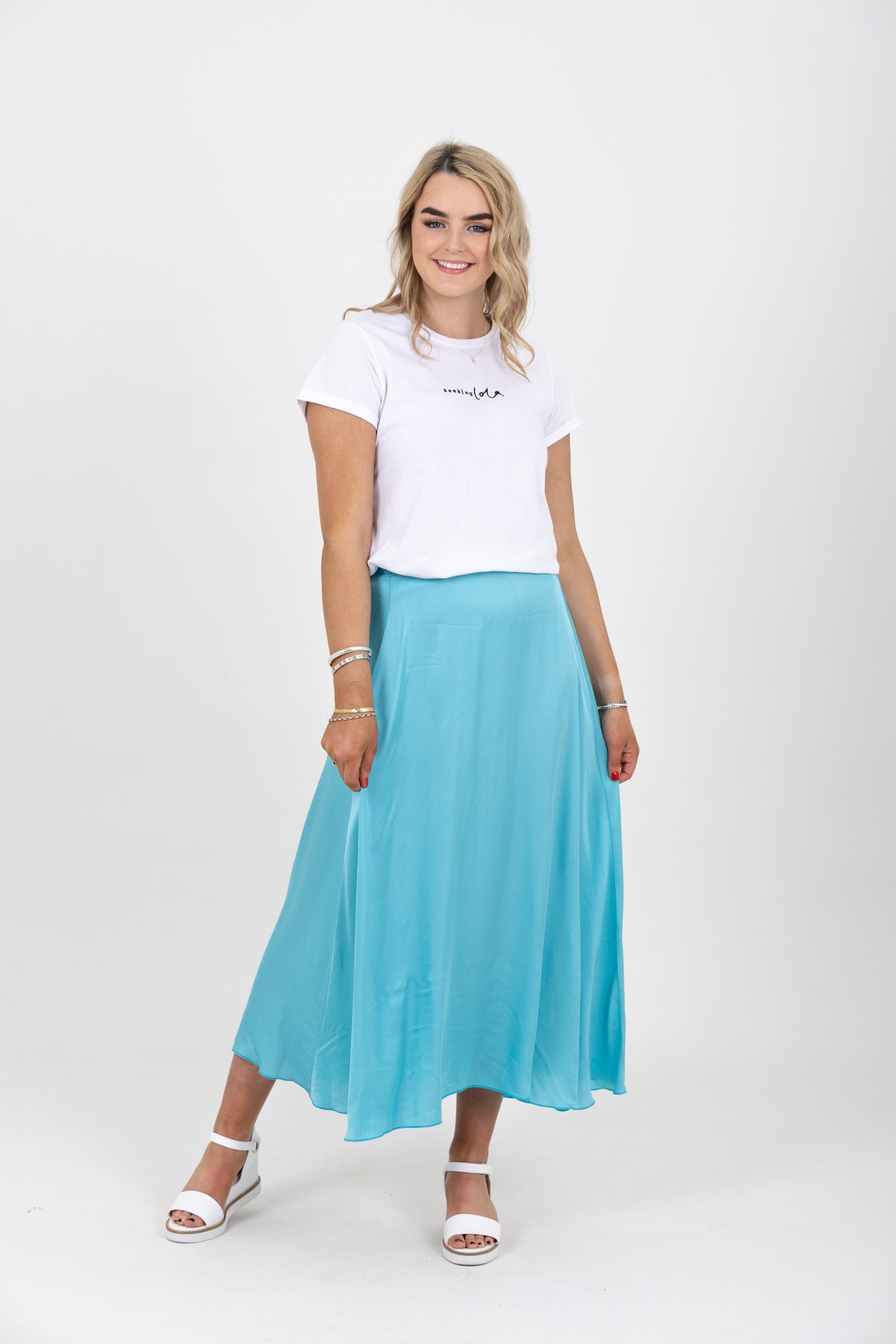 Wisteria Satin Maxi Skirt Turquoise