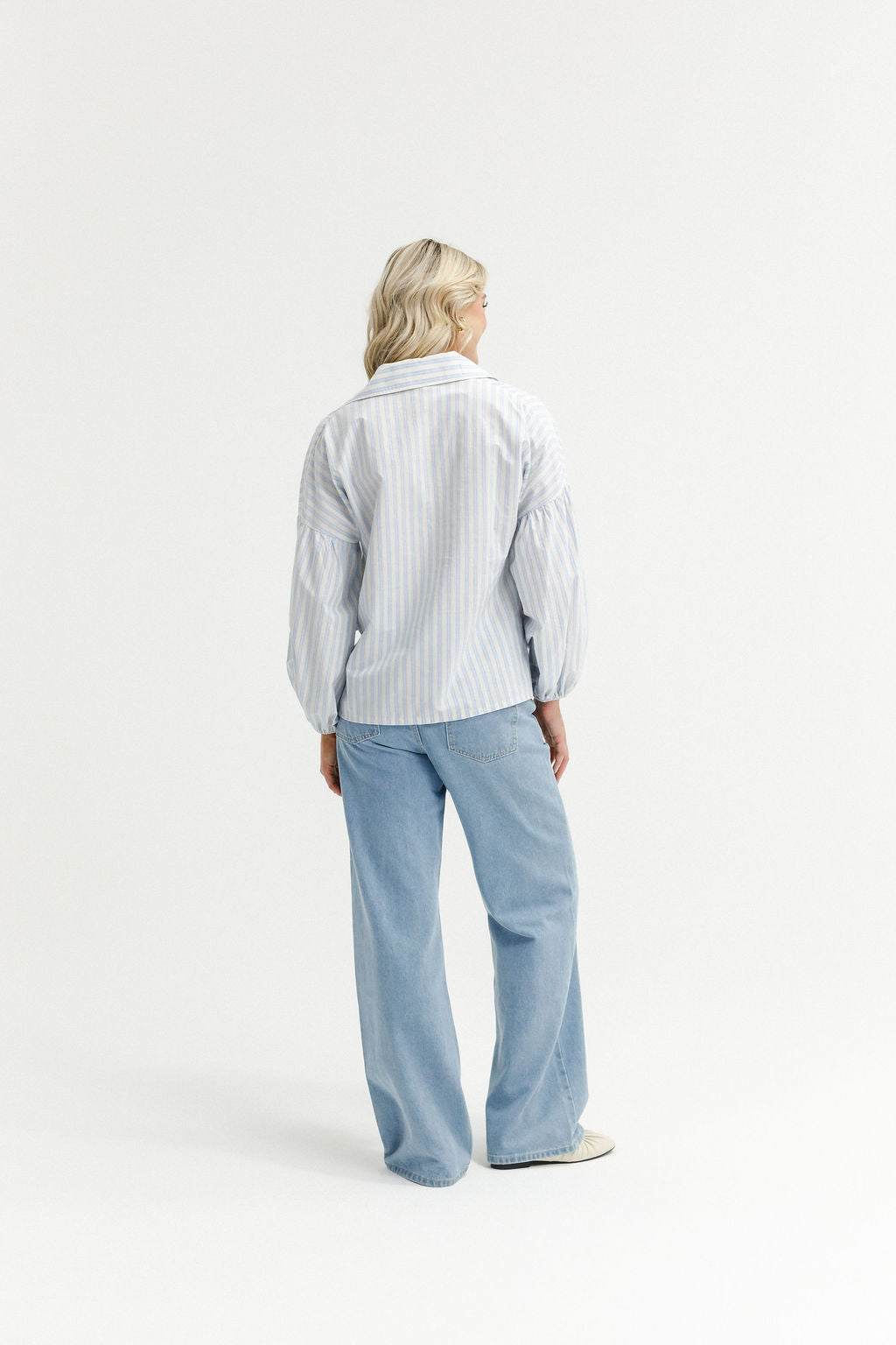 Stevie Shirt Powder Blue Stripes - PREORDER DELIVERY EARLY FEB