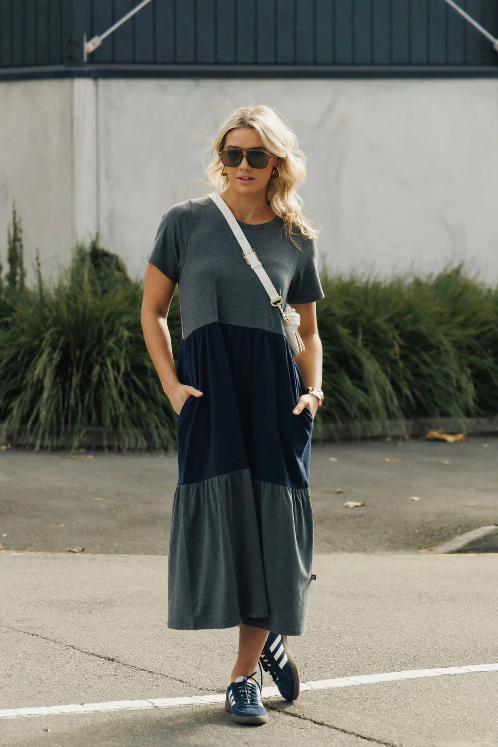 Kaitlin Dress Charcoal And Navy
