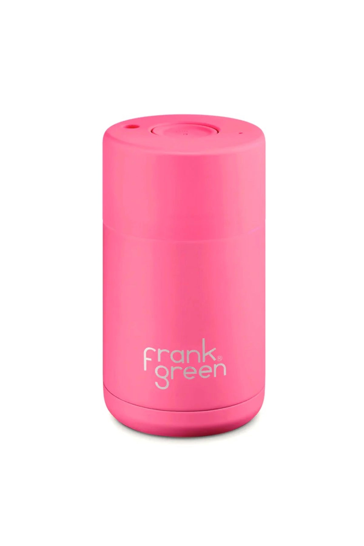 10oz Ceramic Reusable Cup Neon Pink With Push Button Lid