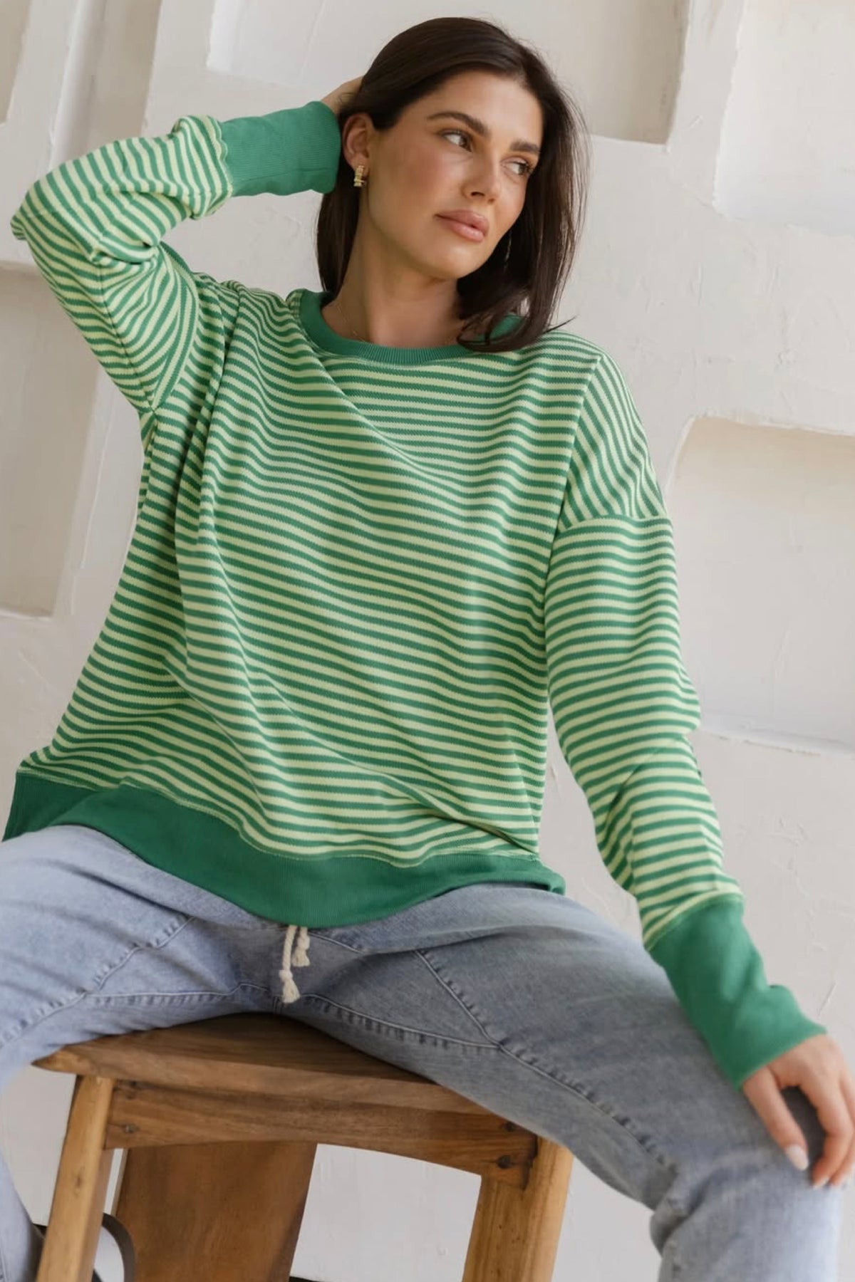 Cove Sweat Green Sripe