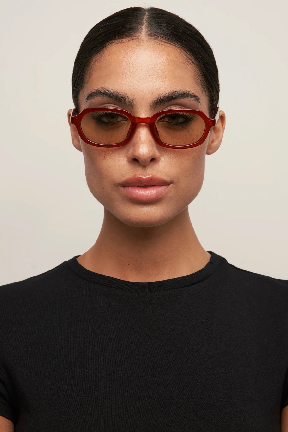 Abby Burgundy Light Green Lens Sunglasses