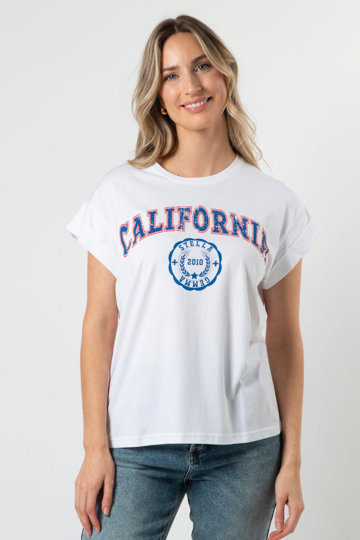 Cuff Sleeve T-Shirt White California