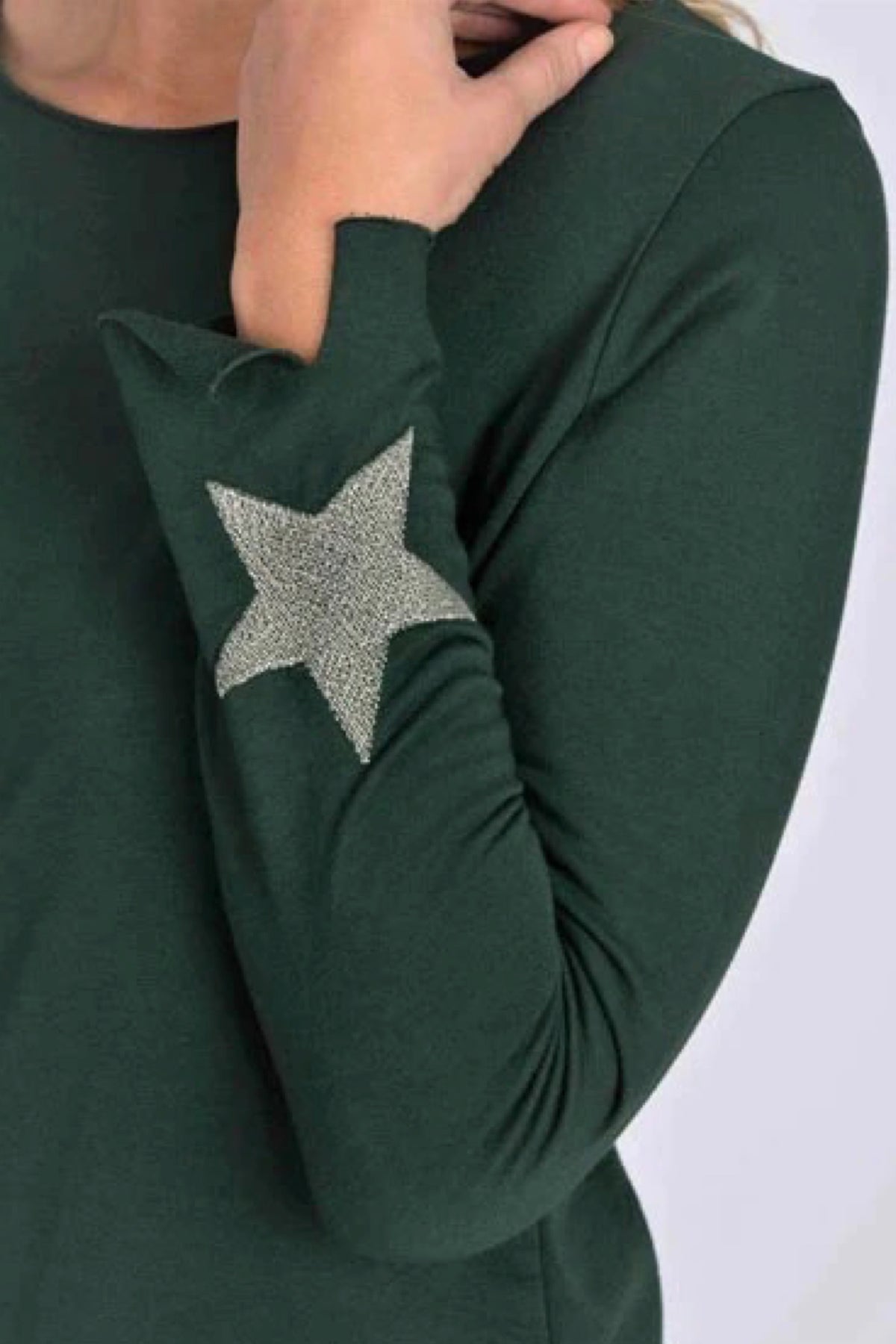 Pia Jersey Top With Star Detail Bottle Green