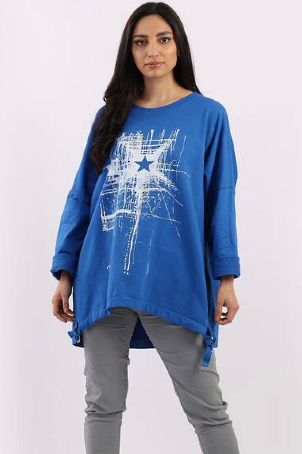 Starburst Cotton Sweater Royal Blue