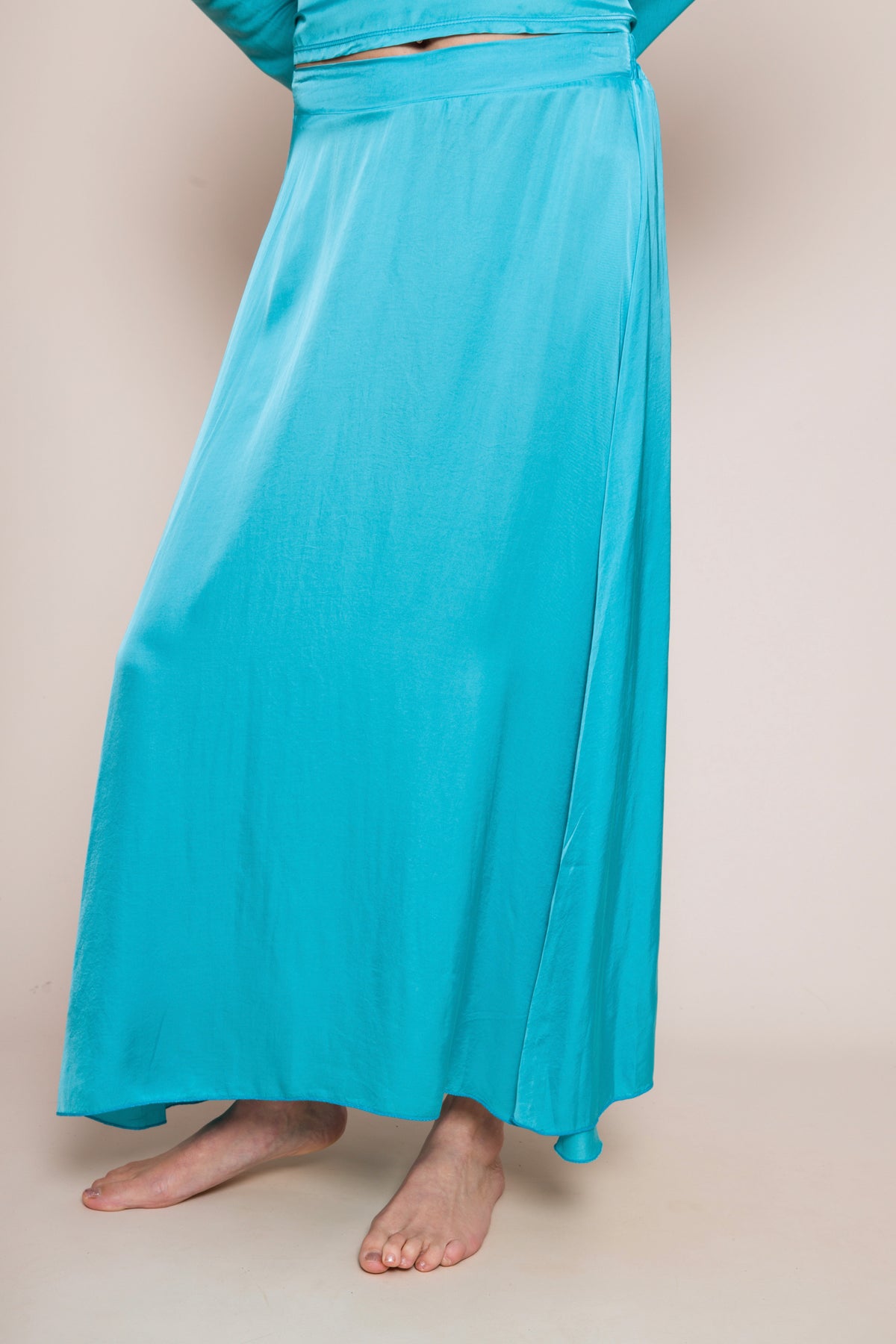 Wisteria Satin Maxi Skirt Turquoise