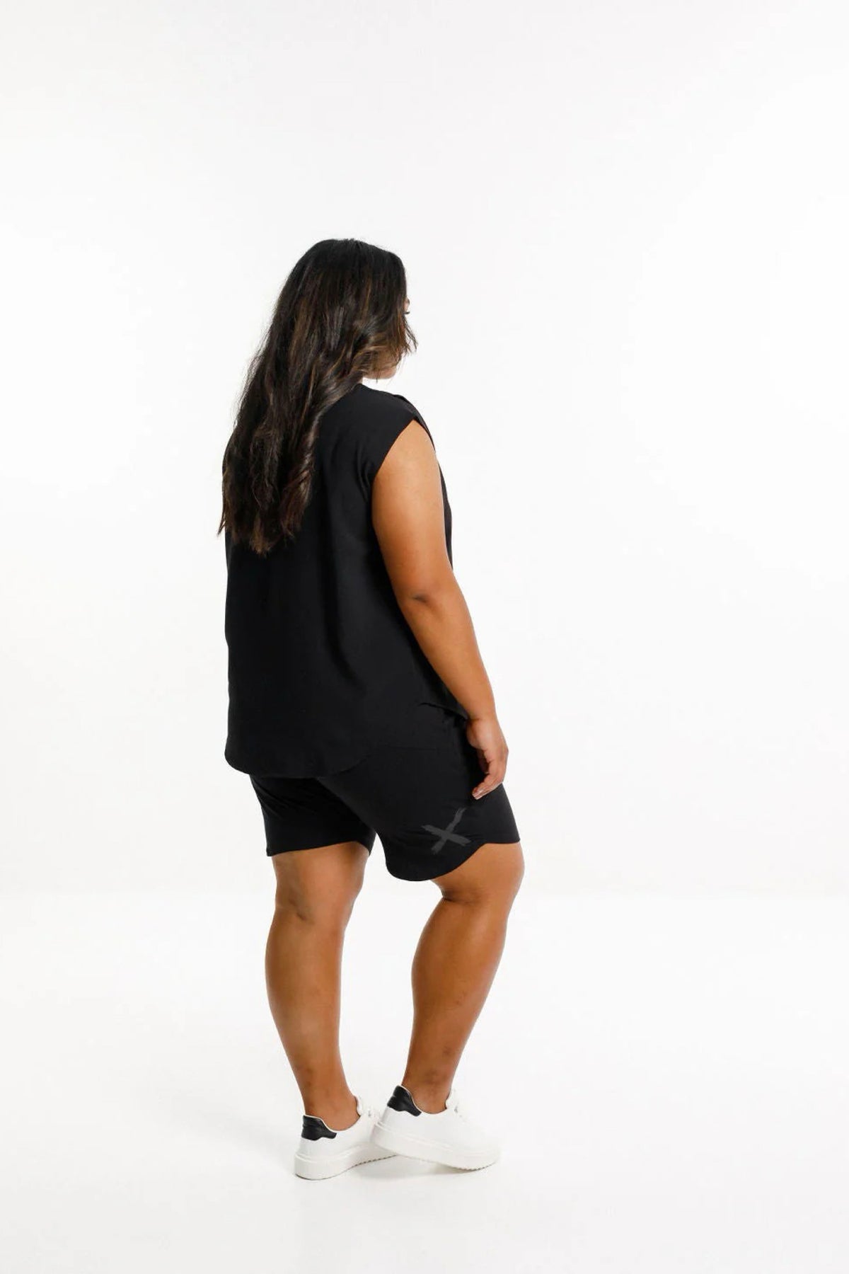 Apartment Shorts Black With Large Black Matte X Print