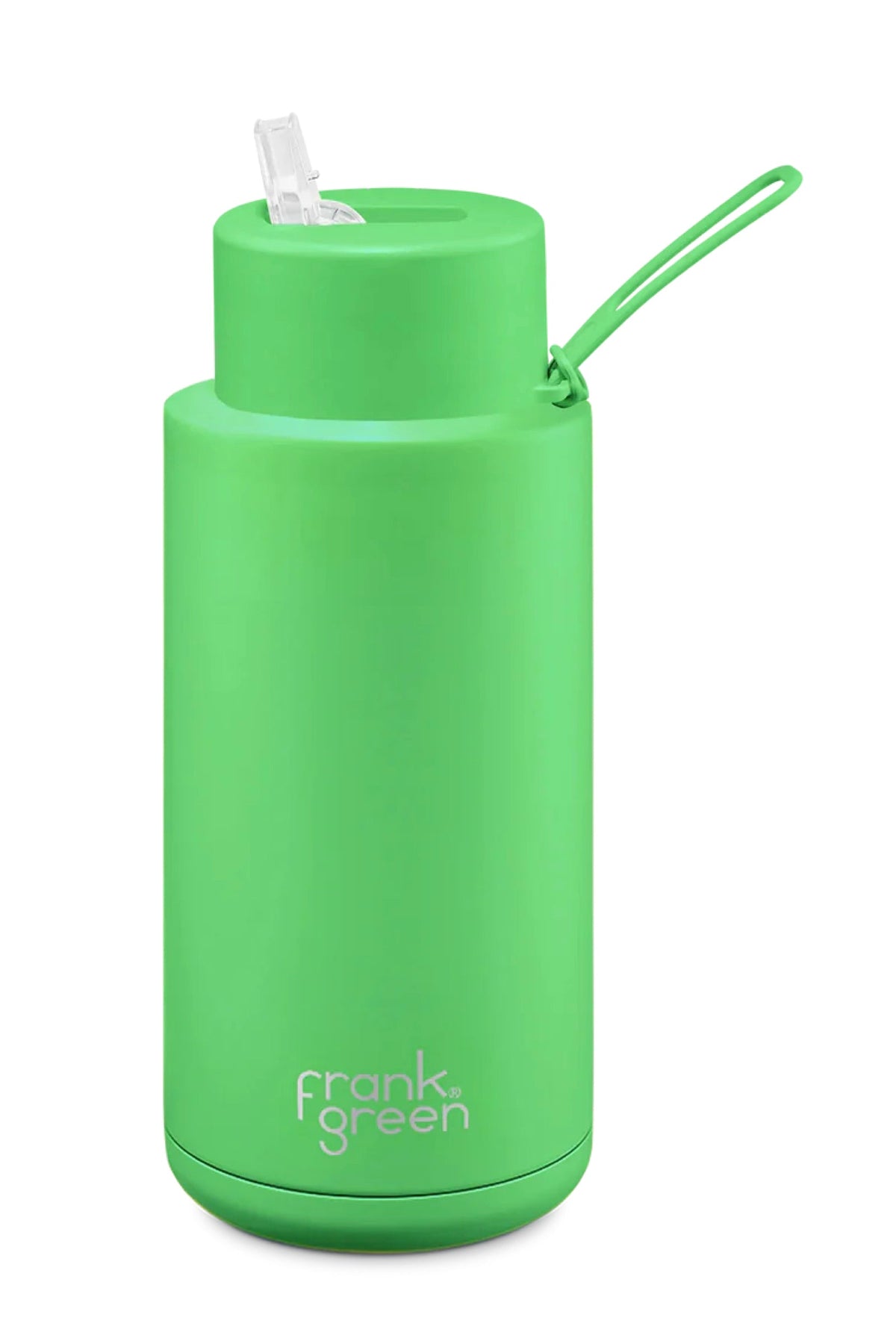 Ceramic Reusable Bottle Neon Green With Straw Lid 34oz
