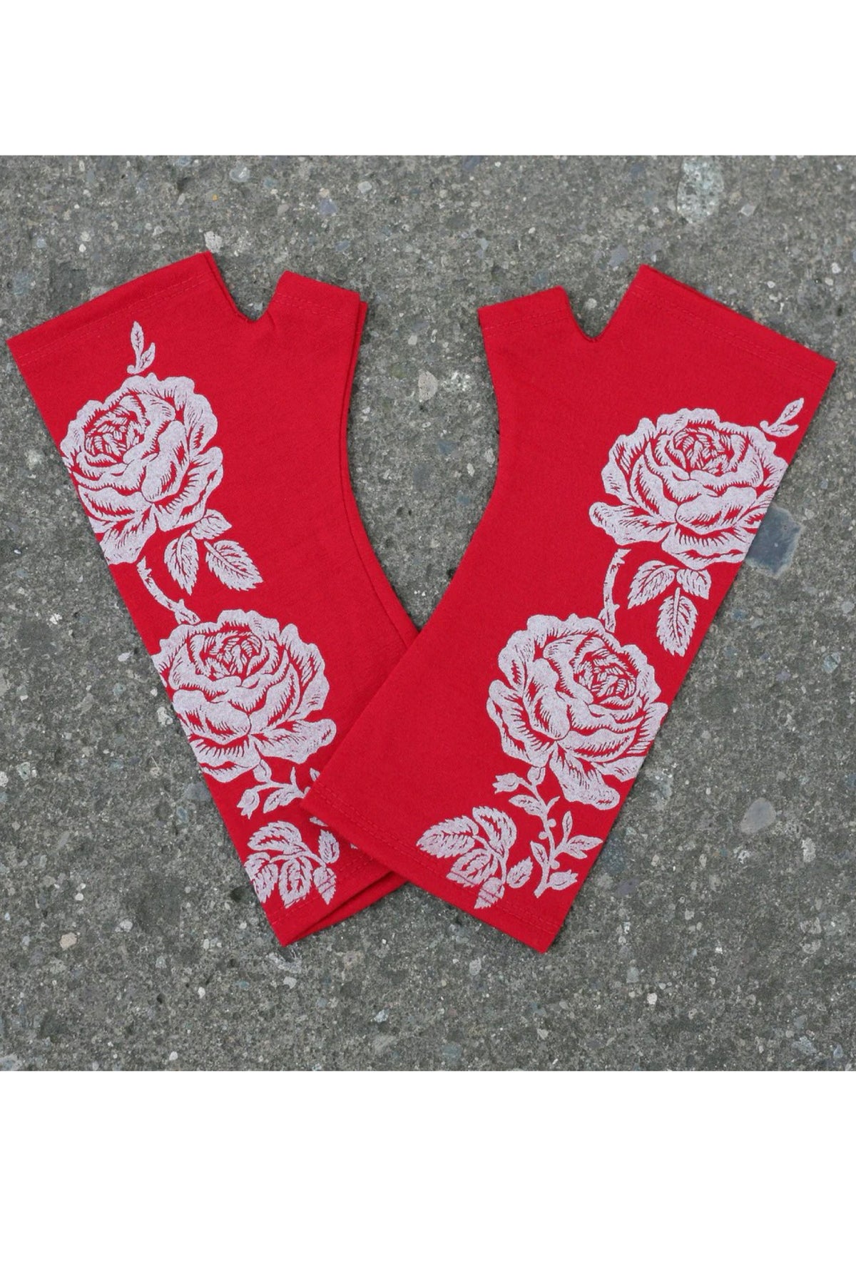 Red Rose Merino Gloves