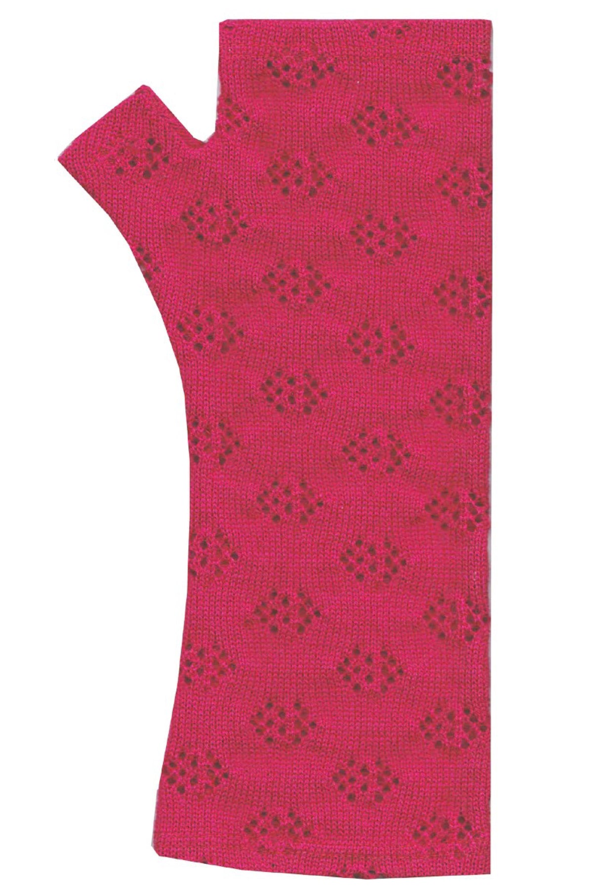 Pink Double Arrow Knit Merino Fingerless Gloves