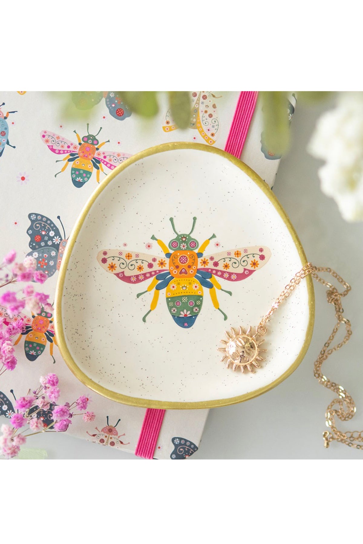 Floral Bug Bee Trinket Dish