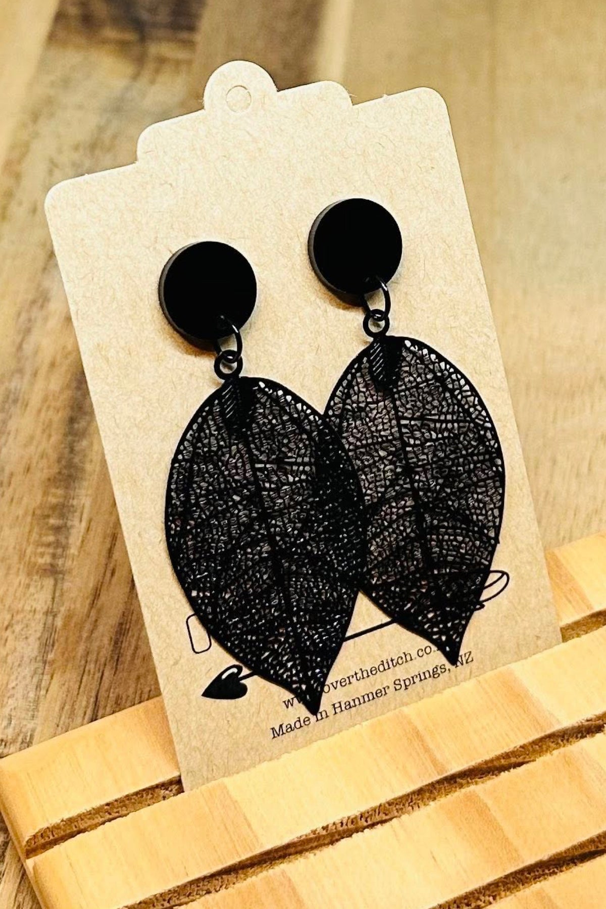 Black Elegant Leaf Dangles