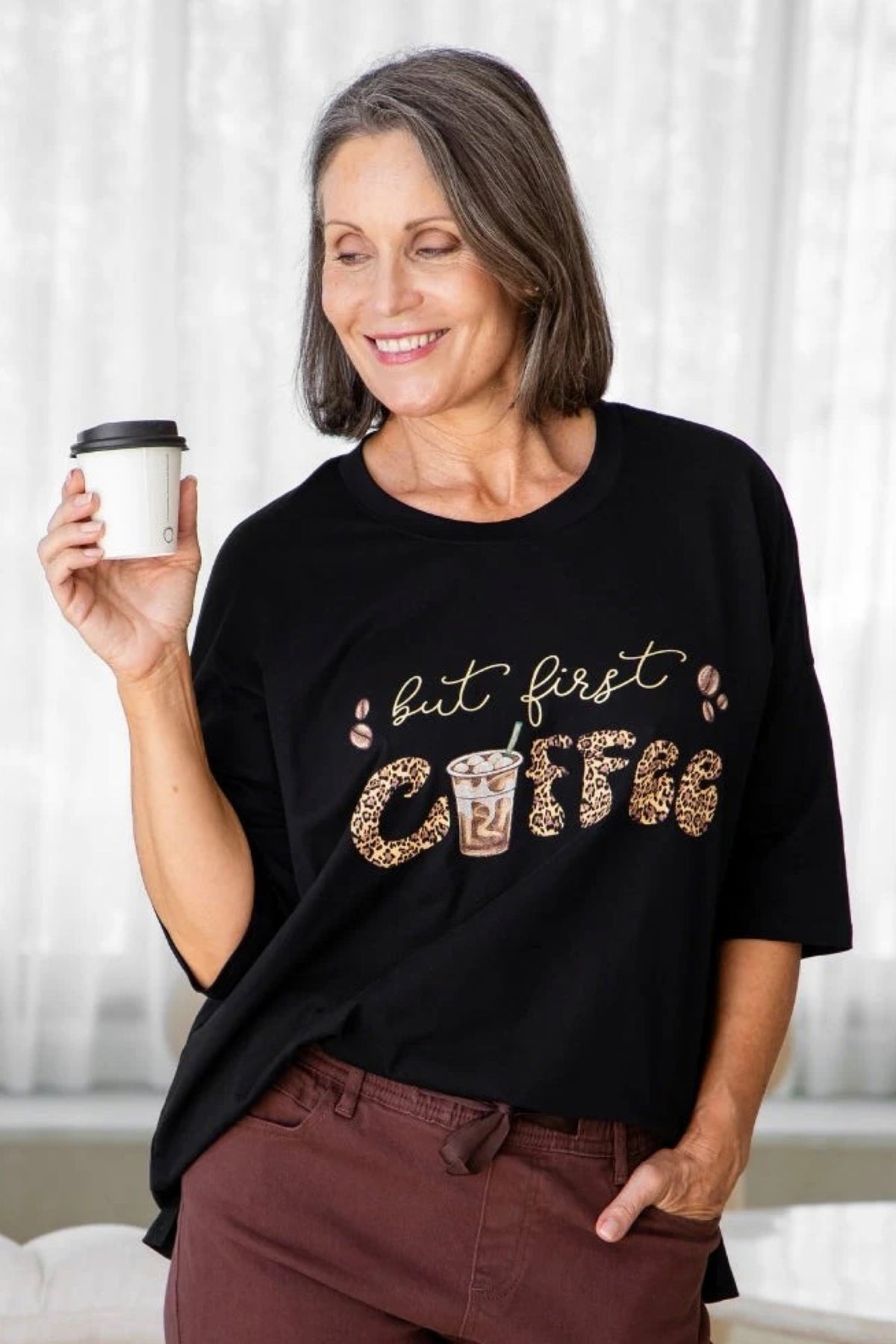 But First Coffee Oversized Tee - PREORDER DELIVERY EARLY DEC